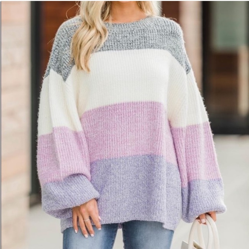 Colorblock Oversized Striped Women's Sweater